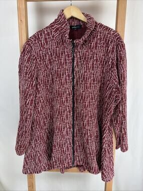 Yushi Red High Neck High Low Hem Zip Swing Jacket #1031 Size XXL Made USA